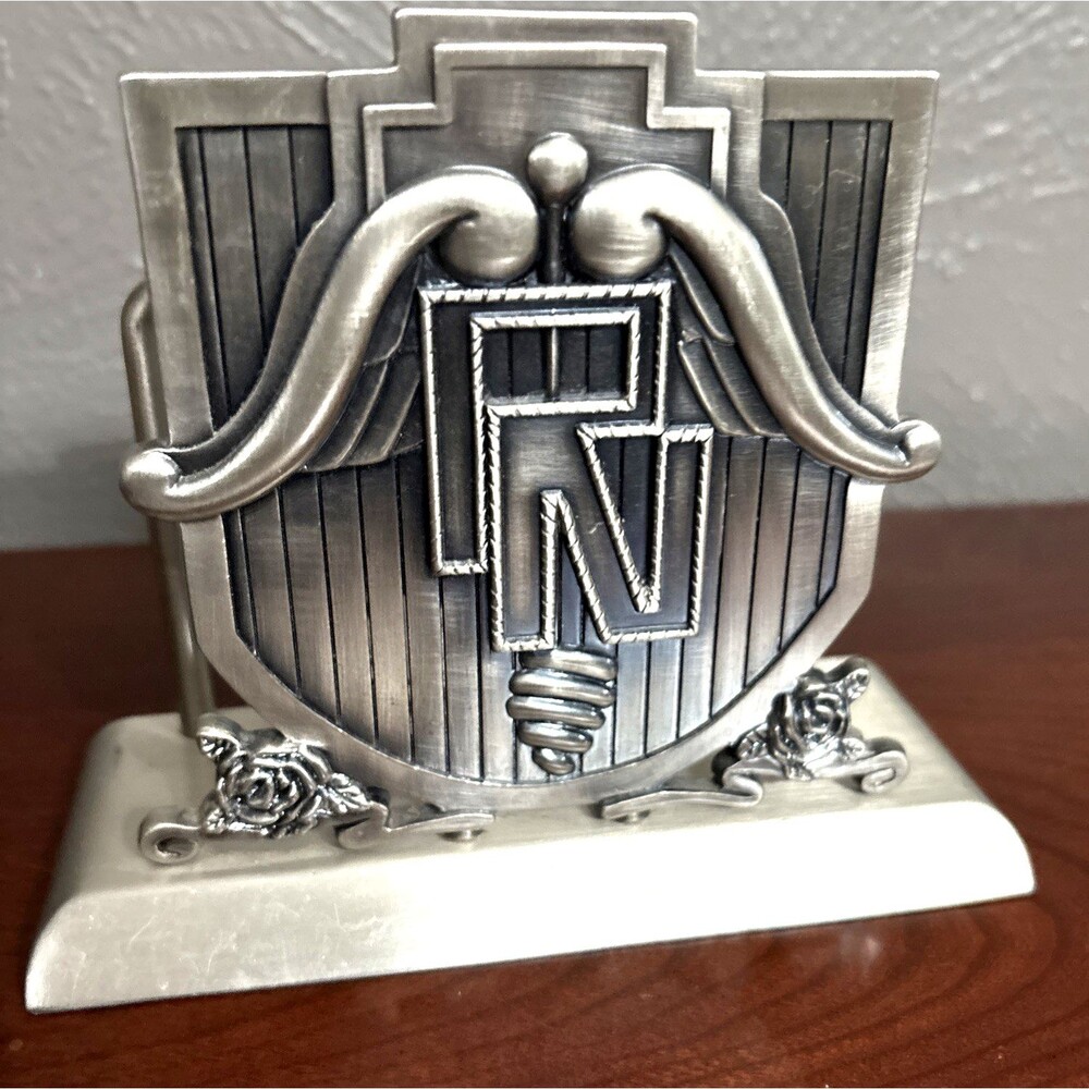 Vanmark Silver White Caps of Caring File Holder Rare 2001 Registered Nurse